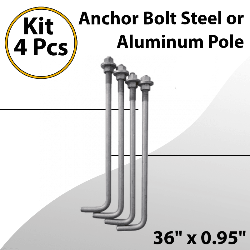Anchor Bolt Kit 4 pcs for Steel or Aluminum Pole 36" x 0.95" — image 1