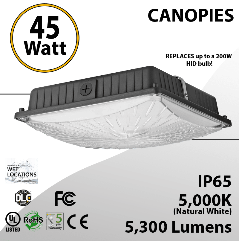 LED Garage Lights | 45W 5000K 5300 Lumens 
