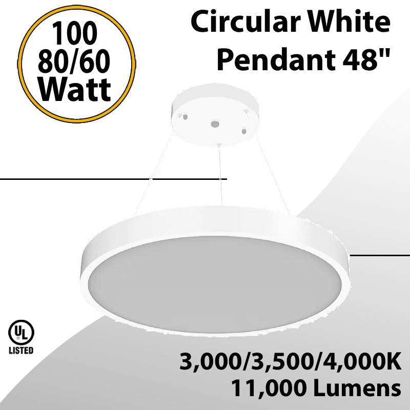 Led Circular Pendant White 48" 100/80/60W 11000Lm 3/3.5/4K Tunable — image 1
