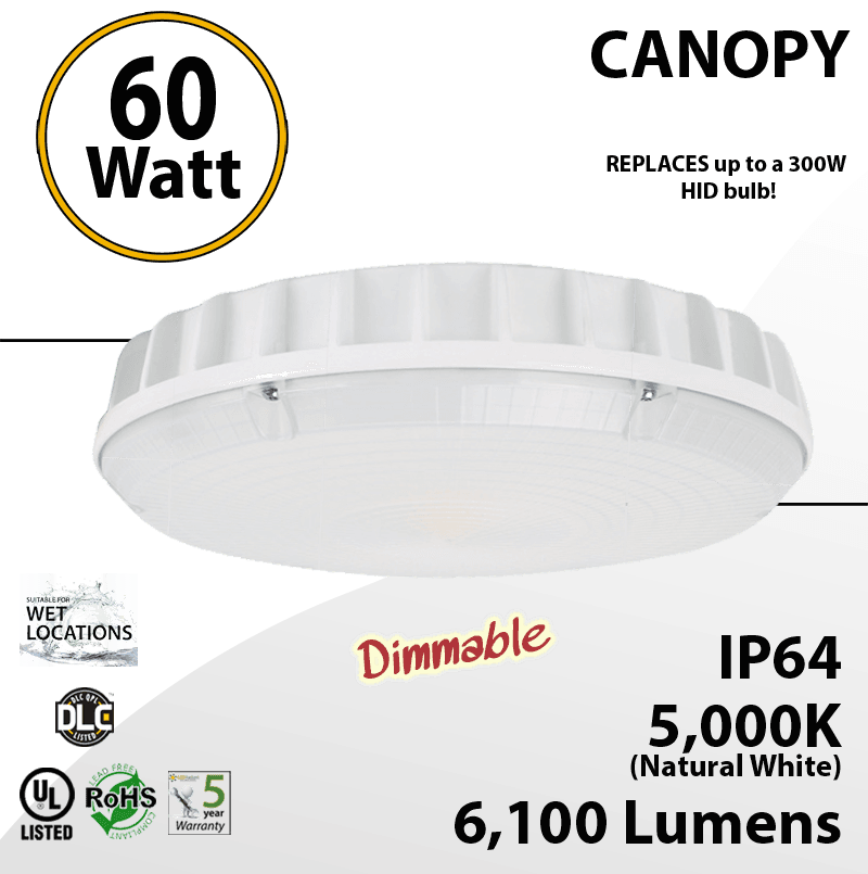 LED Garage Light | 60W 6100 Lumens 5000K  thumbnail 6
