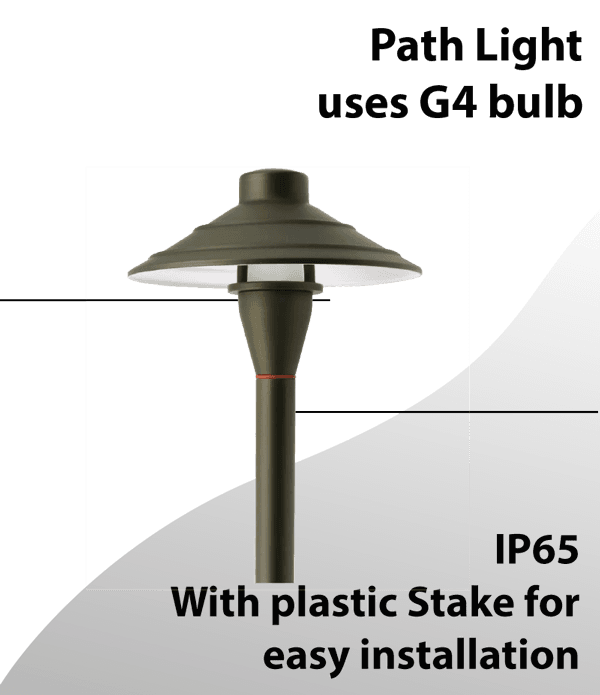 Solid Brass Path Light with Plastic Stake - Easy Installation Pathway Light