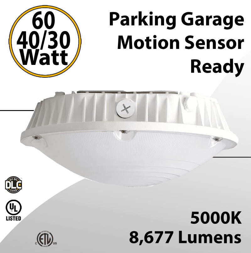 Parking Garage LED Light 30/40/60W Motion Sensor Ready 5000K 8677Lm