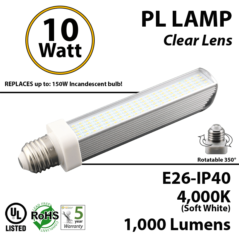 10W, PL LED Bulb lamp, 4000K, E26, UL.  Direct Line (Remove Ballast) thumbnail 6