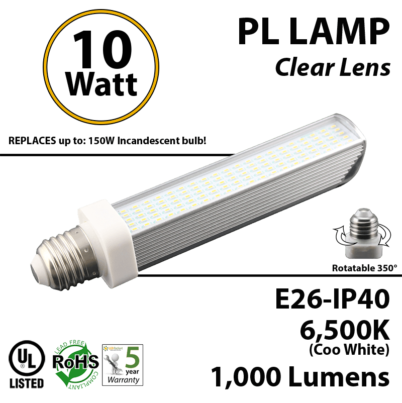 10W, PL LED Bulb lamp, 6500K, E26, UL.  Direct Line (Remove Ballast) thumbnail 6