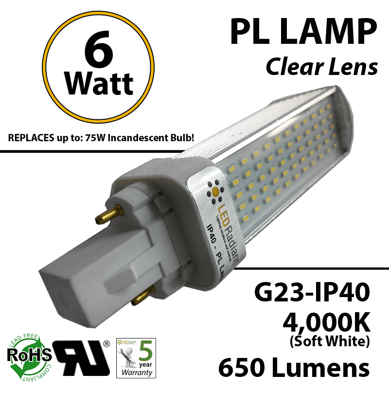 6W PL LED Bulb lamp 650Lm 4000K G23 IP40 UL. Direct Line (Remove Ballast) thumbnail 5