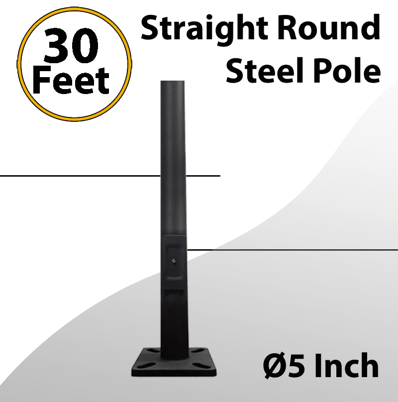 30Ft Dark Bronze Straight Round Steel Light Pole - Outdoor Illumination Project Solution thumbnail 2