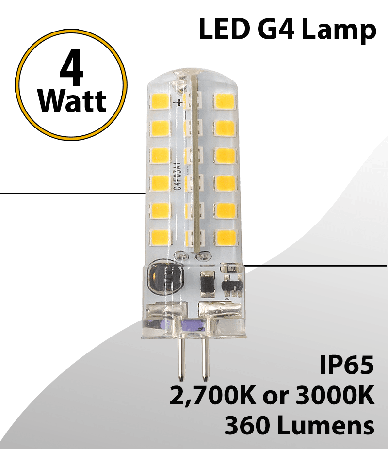 LED G4 Light Lamp - 4W 360 Lumens IP65 Water-Resistant 2700K or 3000K