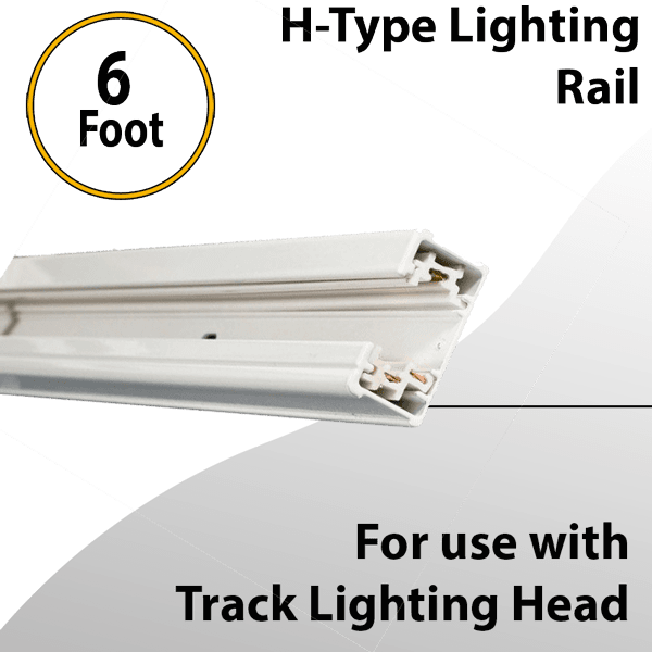 6-Feet White H-Type Lighting Rail Kit with 2 End Caps | LED Indoor Track Lighting