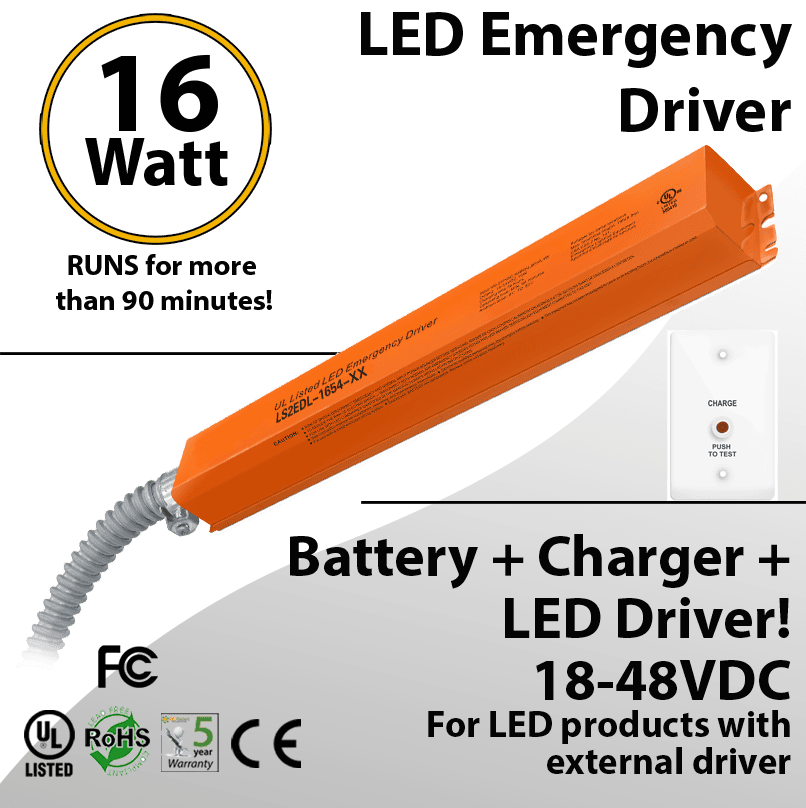 LED Emergency Driver 20 Watt Field Installable UL 100-347VAC Output 175VDC — image 1