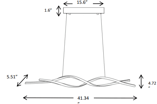 Modern LED Linear Wave Pendant Chandelier Light - 35W CCT