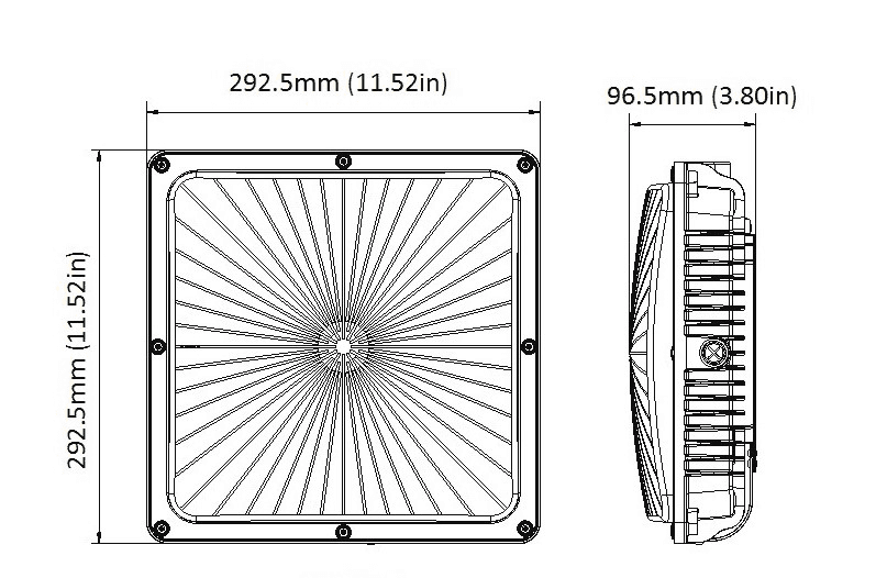 Canopy Light Square 41 to 110W - 3000/4000/5000K - 16000Lm