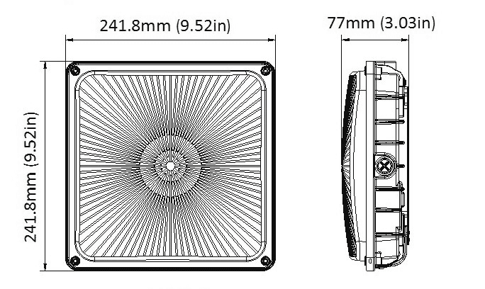 Canopy Light Square 24 to 60W - 3000/4000/5000K - 8000Lm