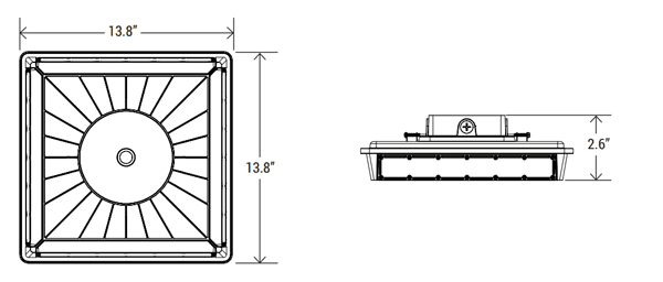Dark Bronze LED Parking Garage Canopy Light 4000K 70W