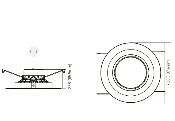 LED Gimbal Recessed Downlight Trim Retrofit 6" 16W 5CCT 1200Lm