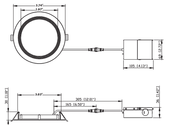 LED Baffle Recessed Downlight Round 3" 6W - Dimmable Lighting Solution