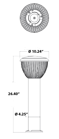 Bollard lights LED source included 26.40" X 10.24" 25W round