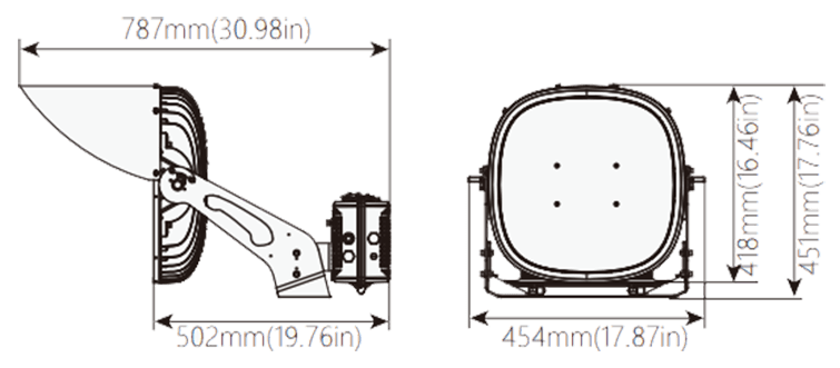 Stadium Flood Lights LED Lamp 600W 96610 lumens 200-480VAC IP66 UL DLC