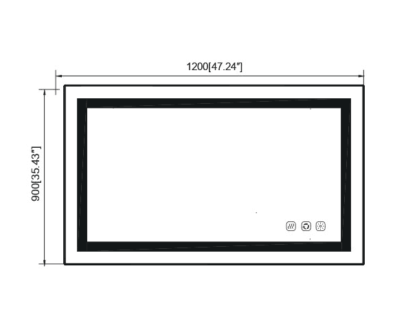 LED Smart Digital Touch Wall Mirror 35W 1250Lm