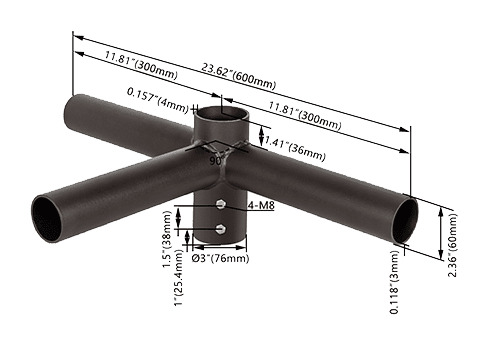 Triple Spoke T 2x180° and 1 90°