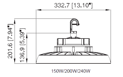 UFO Light LED High Bay 150/200/240W Motion Sensor Ready 40/5000K