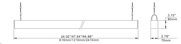 Linear Up-Down Light 50W, CCT Adjustable, White Finish, 0-10V Dimming - Modern LED Ceiling Fixture