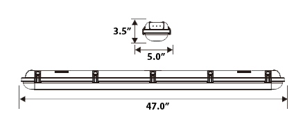 LED Vapor Tight Fixture 40W Plastic 5200Lm 5000K IP65 UL