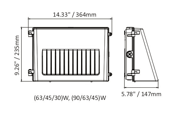 Full cut-off LED Wall Pack 30/45/63W 3000K/4000K/5000K w/Photocell