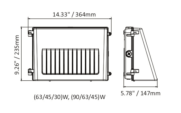 Led Wall Pack Full Cut-Off White Finish 45/63/90W 3000K/4000K/5000K w/Photocell