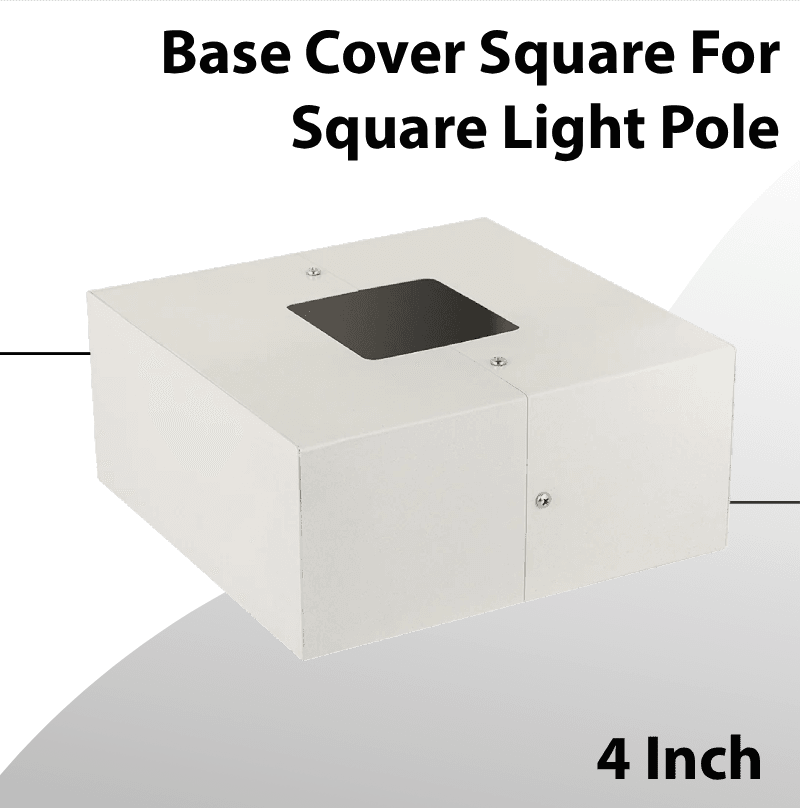 Base Cover Square White For Square Light Pole 4 Inch