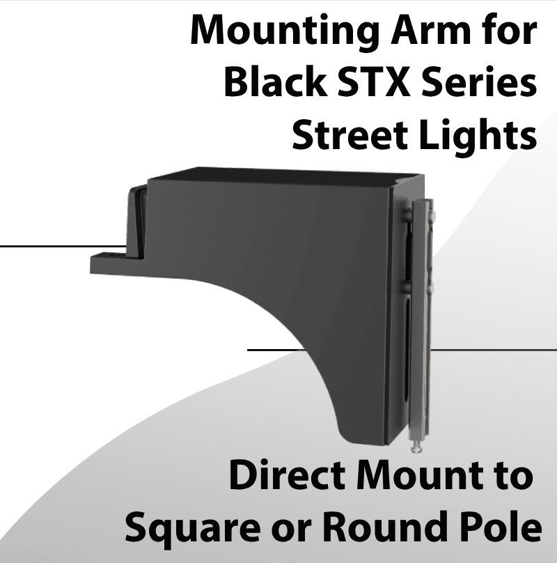 Direct Mount to Square or Round Pole for Black STX Street Lights