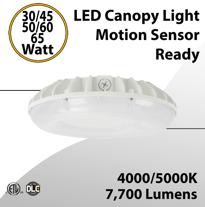 Canopy Light 30W to 65W-7700Lm 4000/5000K Tunable Motion Sensor Ready