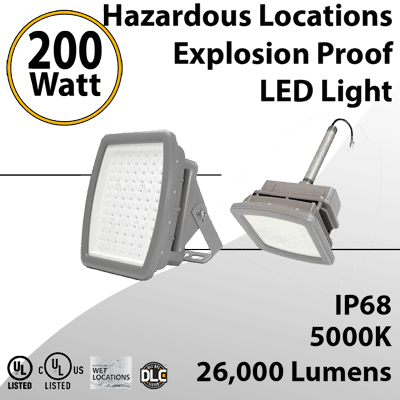 Hazardous Locations LED Light 200W Class I Division 2 Explosion Proof