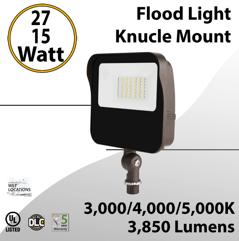 LED Flood Light Knucle Mount 27W-15W 3850Lm 3000K 4000K 5000K