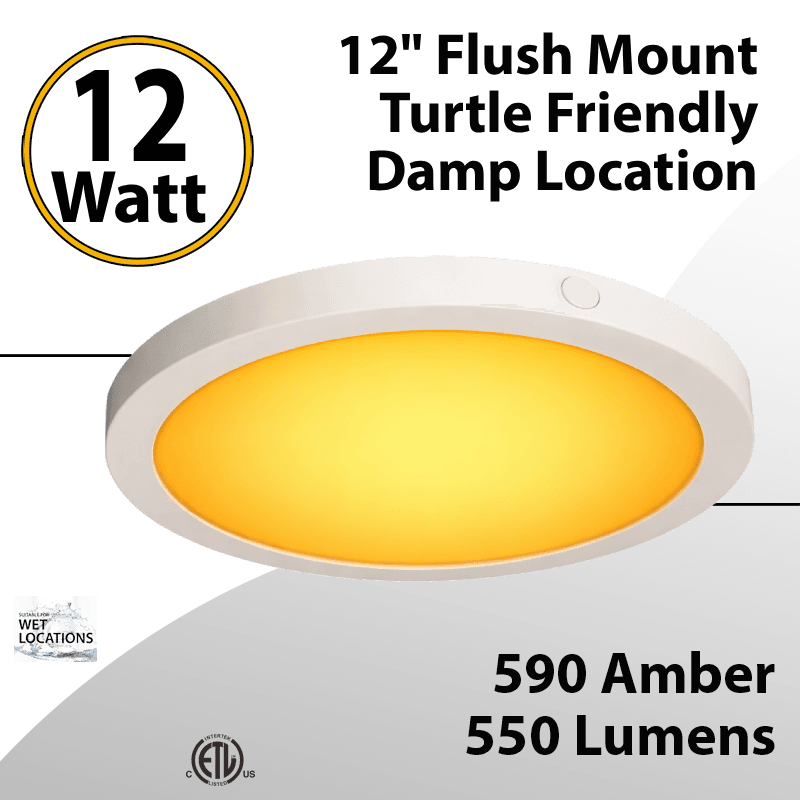 Turtle Safe 12 Inch Flush Mount Fixture - 12W - Damp Location
