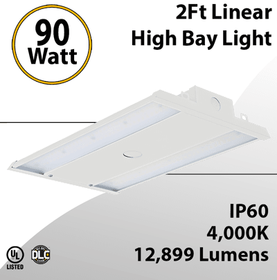 LED High Bay Light 2Ft. 90W 12899 Lumens 4000K UL DLC