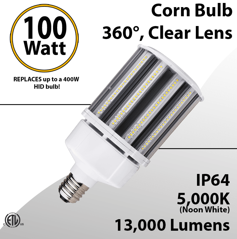 LED Corn Bulb 100W 13000Lm 5000K E39 IP64 ETL DLC