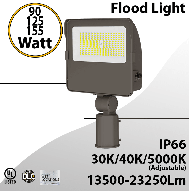 LED Flood light Slipfitter 90W 125W 155W 23250Lm 30K 40K 5000K Photocell