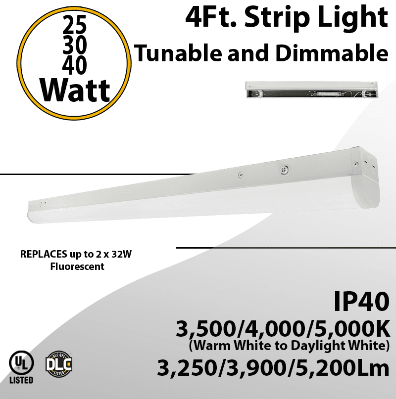 Tunable LED Linear Strip Dimmable - Wattage & CCT adjustable, 5200lm max output