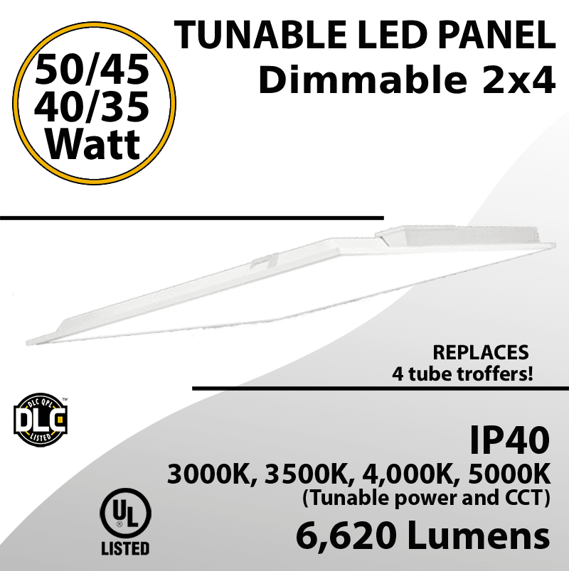 LED Panel Light 2x4 30 35 40 or 50 W 6620 Lm Back lit 3000K 3500K 4000K 5000K
