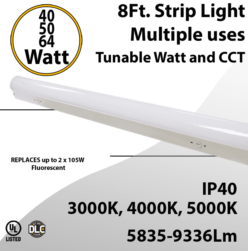 LED Strip Light 40W 50W 64W 9336Lm 3000K 4000K 5000K Frosted Lens