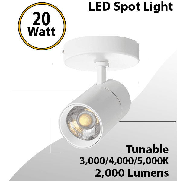 20W Adjustable Ceiling Spotlight: Modern White Aluminum | Bedroom & Hallway Wall Light