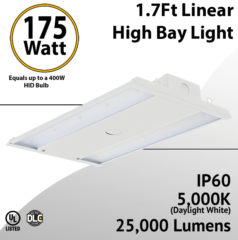 LED High Bay Light 2Ft. 175W 25000 Lumens 5000K UL DLC