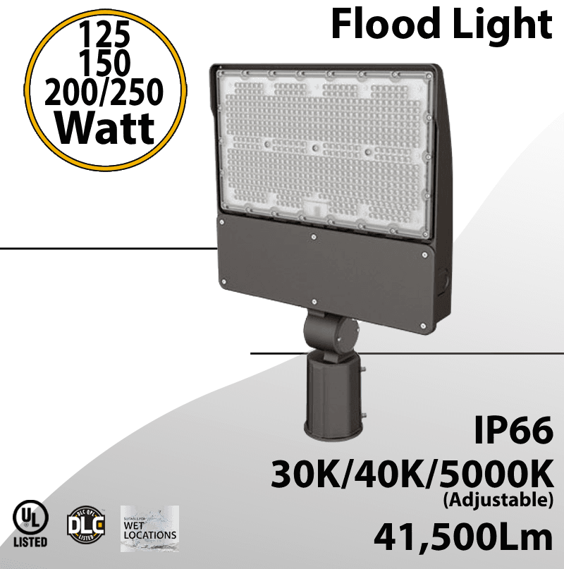 LED Flood light Slipfitter 125W 150W 200W 250W 41500Lm 30K 40K 5000K
