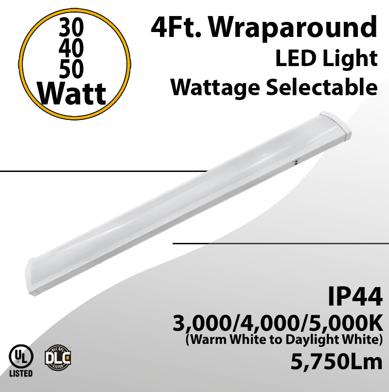 LED Linear Wraparound 4Ft 30/40/50W 3CCT adjustable, 5750lm