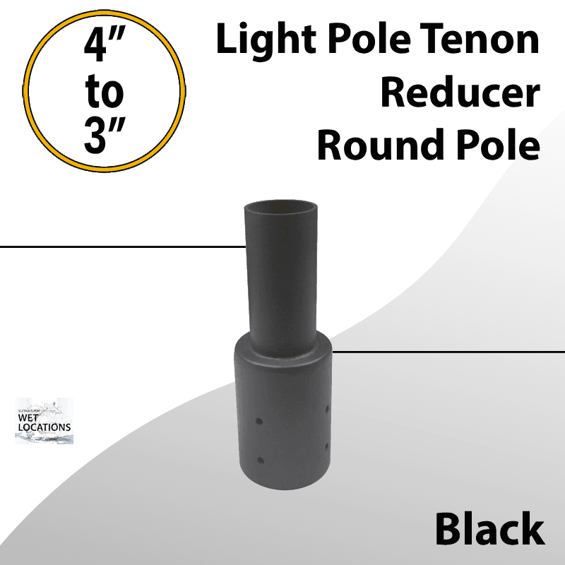 Light Pole Tenon Reducer for 4" Round Pole to 3" Black