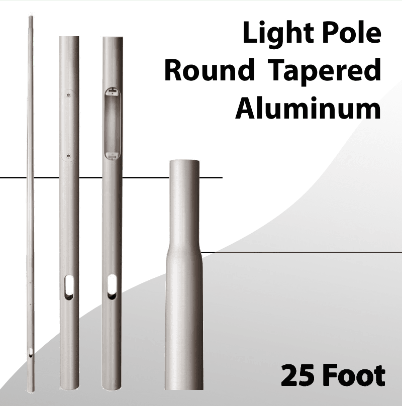 Light Pole Round Tapered Aluminum 16" x 5" 0.125 Inch Wall Thickness