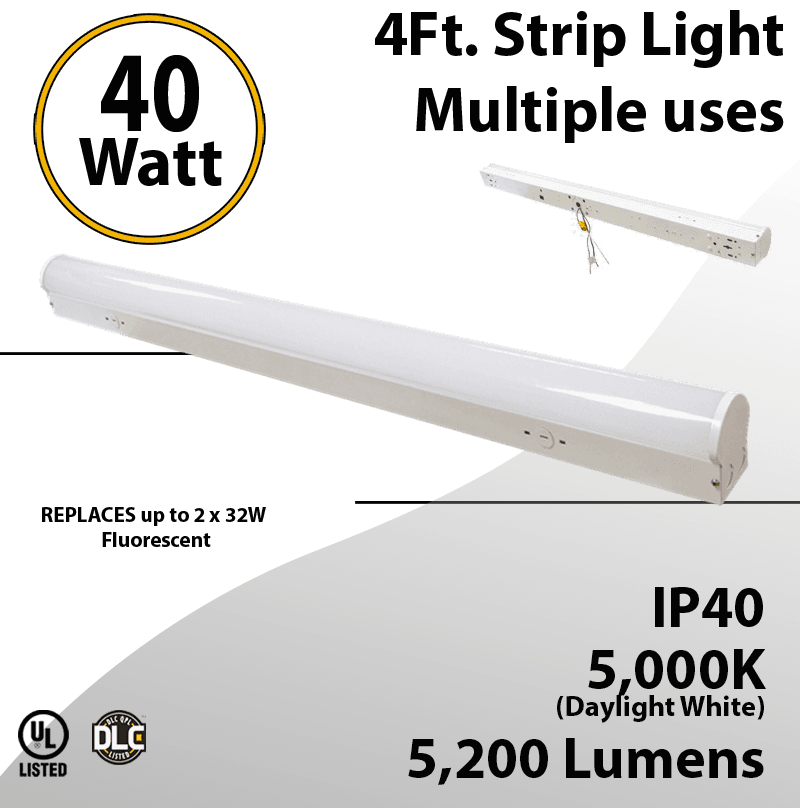 LED Strip Light 3Ft 25W 3334 Lumen Frosted Lens 0-10V Dimmable