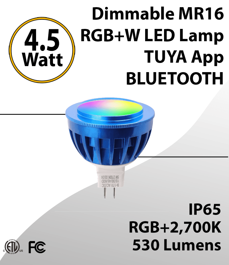 RGB MR16 Long Life Water Resistant LED Lamp - 530 Lm Bluetoth TUYA