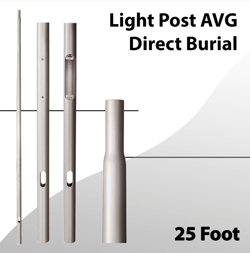 Light Post 25Ft AVG Direct Burial Aluminum Tapered Dark Aluminum
