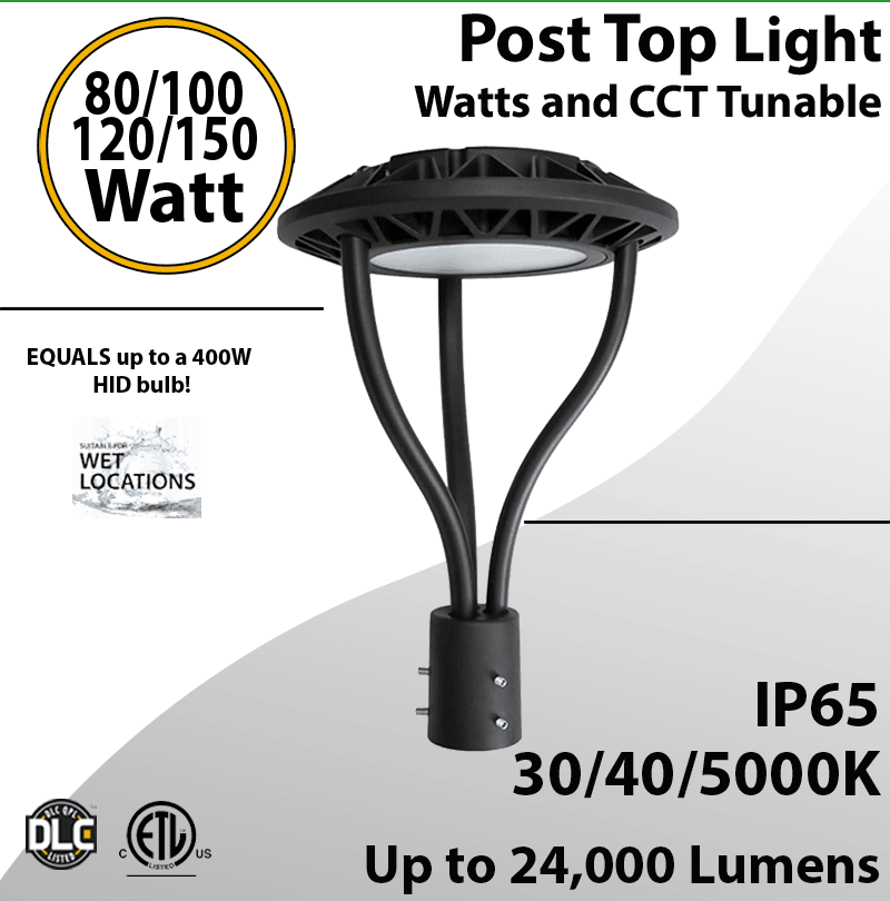 Post-Top Garden Light 80/100/120/150W 5000K photocell